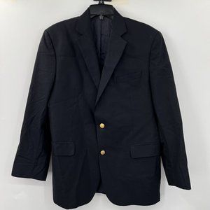 Brooks Brothers 1818 Men's 42 R Loro Piana Solid Black Gold Button Blazer Coat